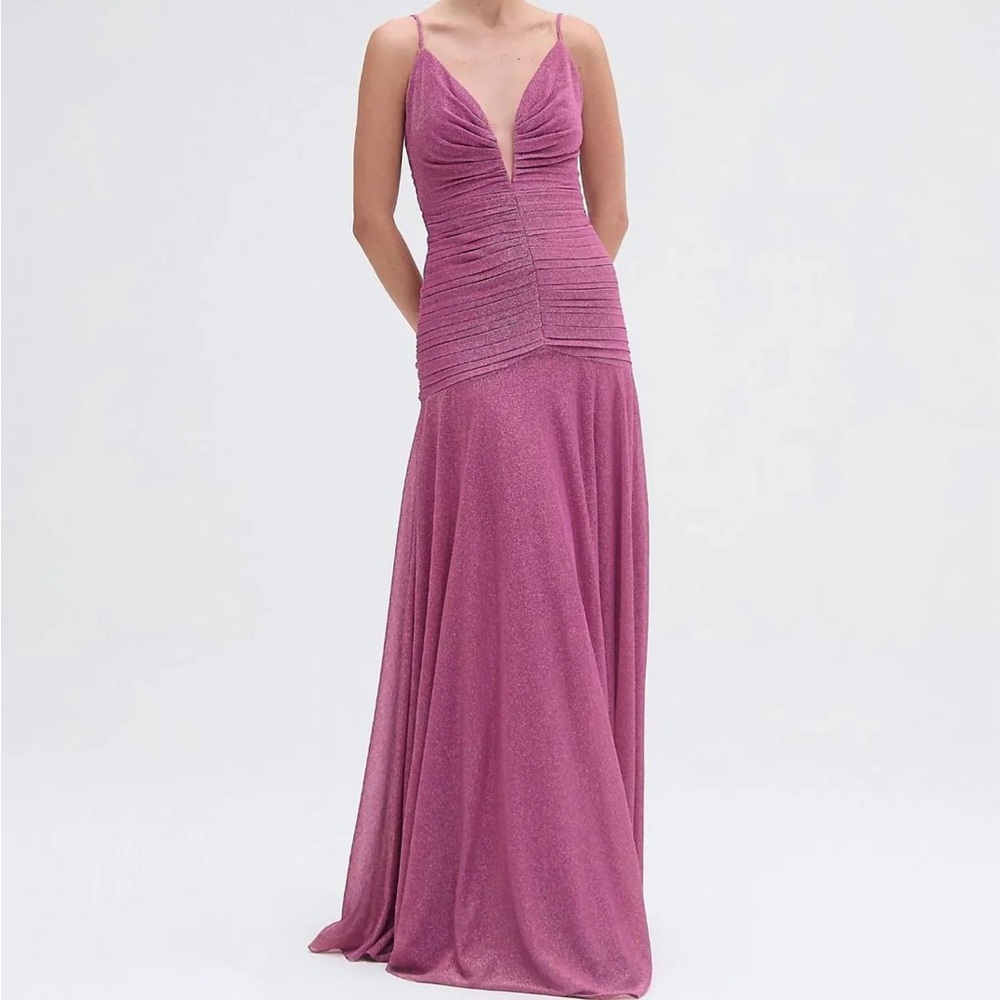 PatBO Metallic Plunge Gown
